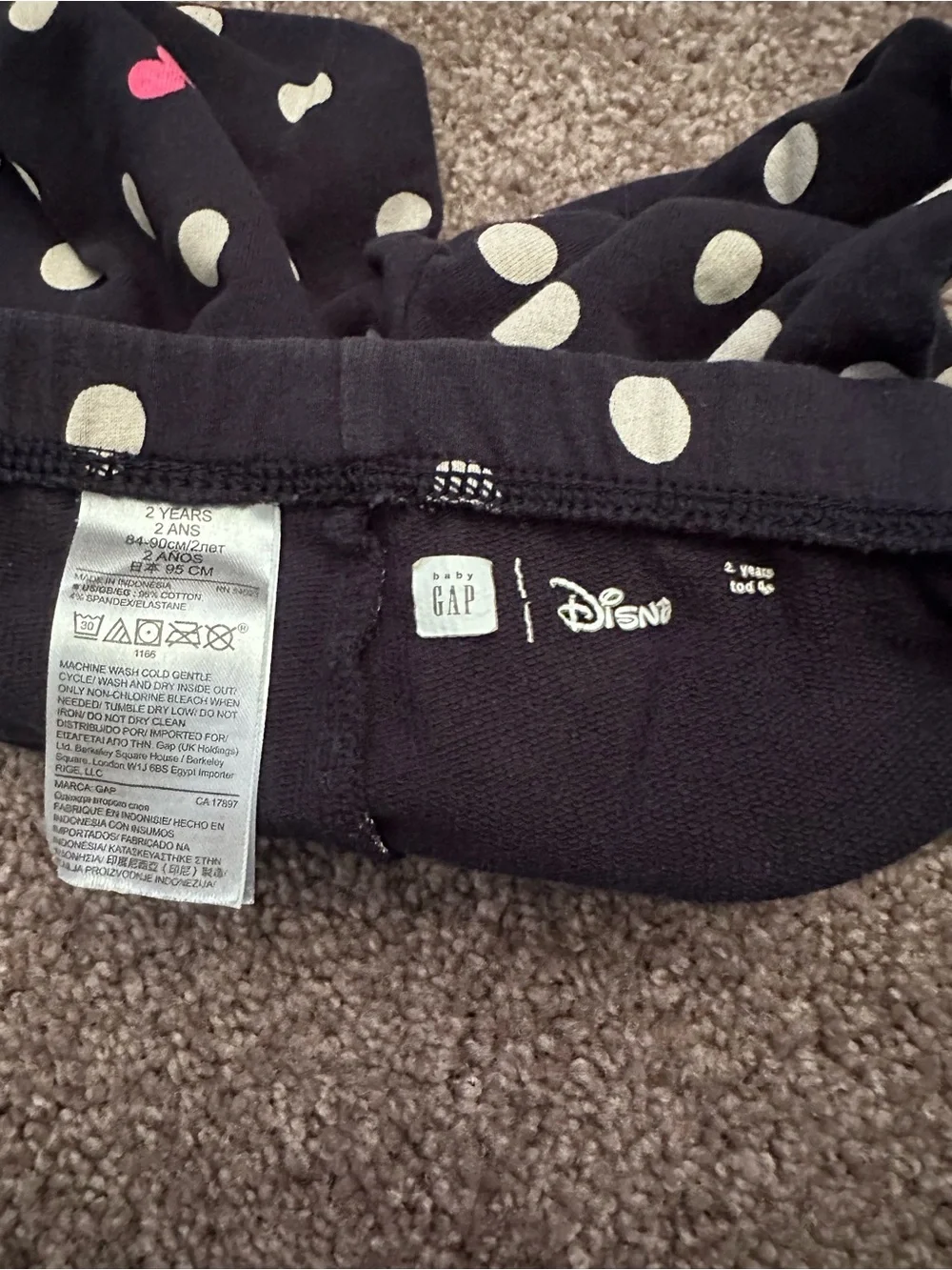 GAP x Disney Navy Polka Dot Leggings Size 2T